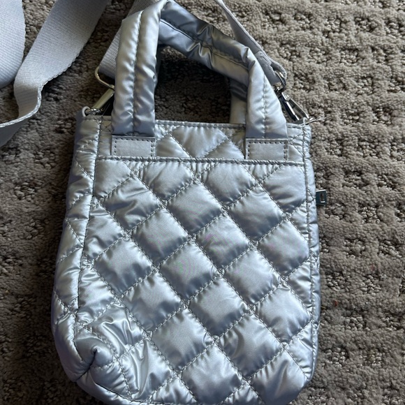 INC International Concepts Quilted Silver Crossbody Bag - Picture 2 of 3
